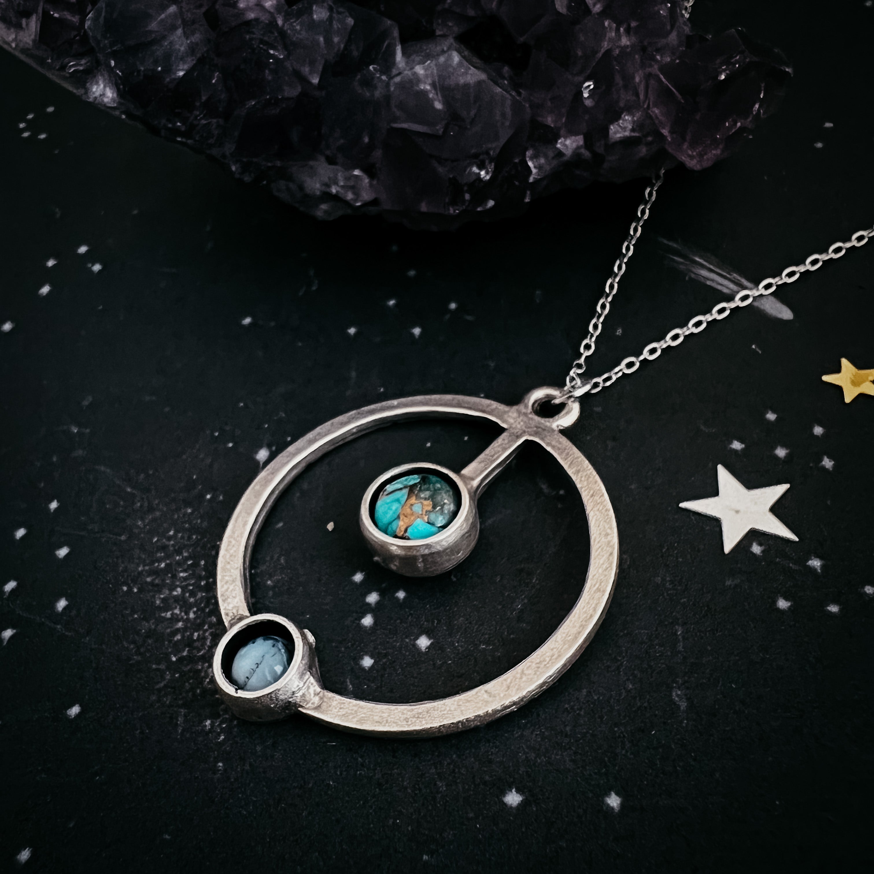 Artemis Necklace - Lunar Orbit Pendant with Natural Stones | Necklace | Wiccan Center