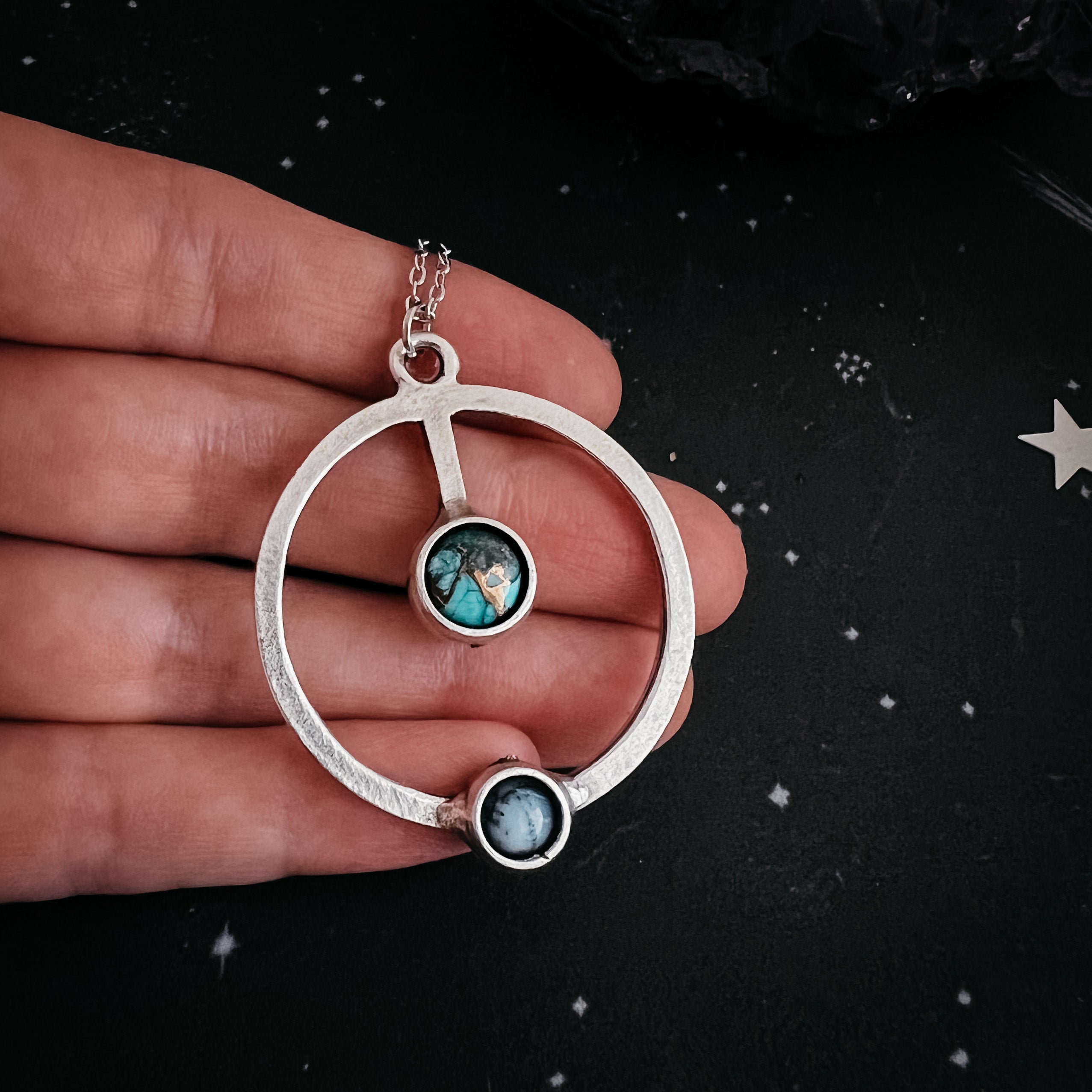 Artemis Necklace - Lunar Orbit Pendant with Natural Stones | Necklace | Wiccan Center