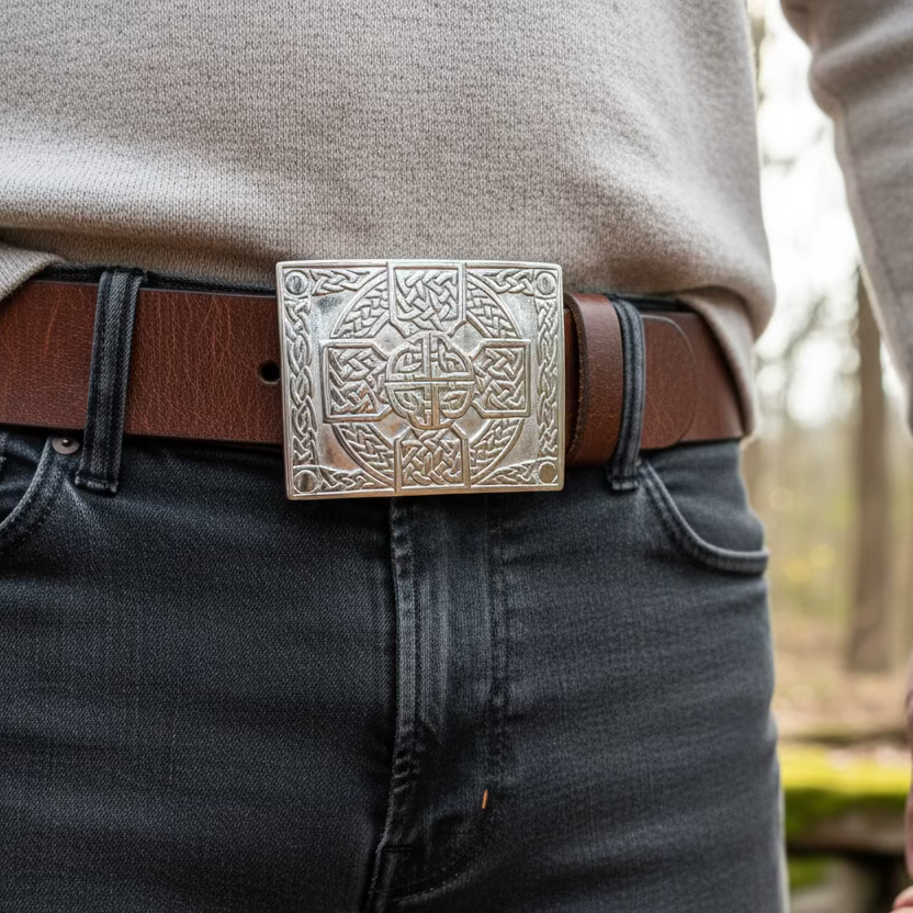 Celtic Cross Kilt Belt Buckle - Handmade in Scotland | belt buckle | Wiccan Center