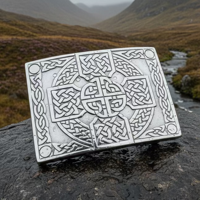 Celtic Cross Kilt Belt Buckle - Handmade in Scotland | belt buckle | Wiccan Center