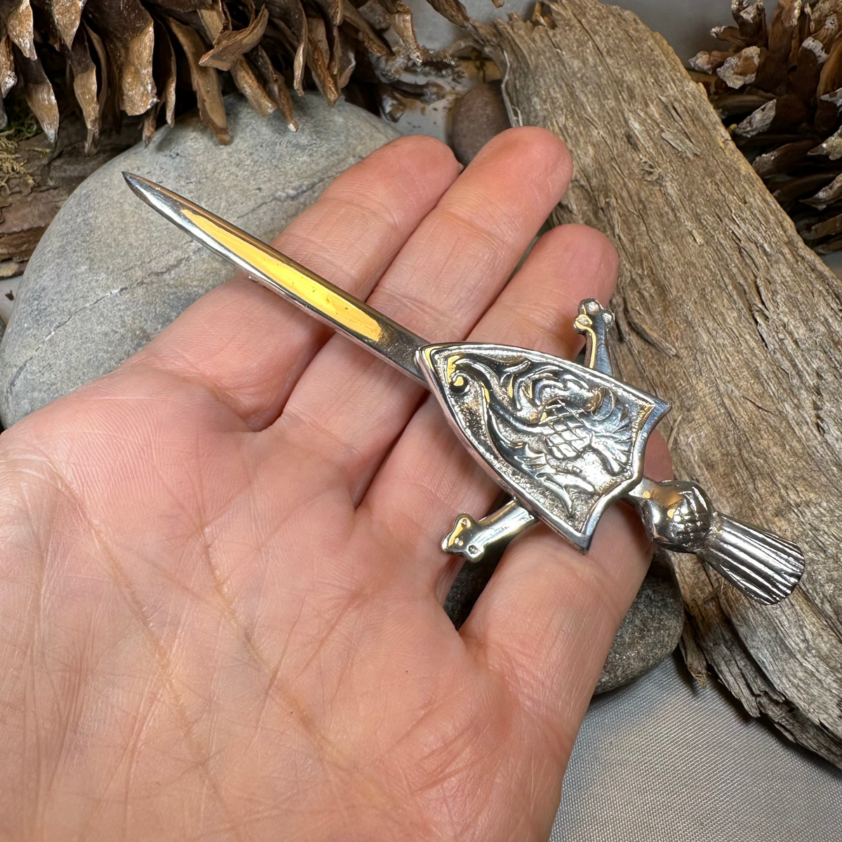Alban Thistle Shield Kilt Pin - Handmade in Scotland | Kilt Pin | Wiccan Center