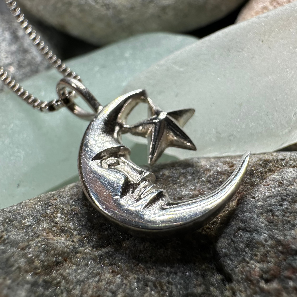 Petite Moon and Star Necklace | Pendant | Wiccan Center