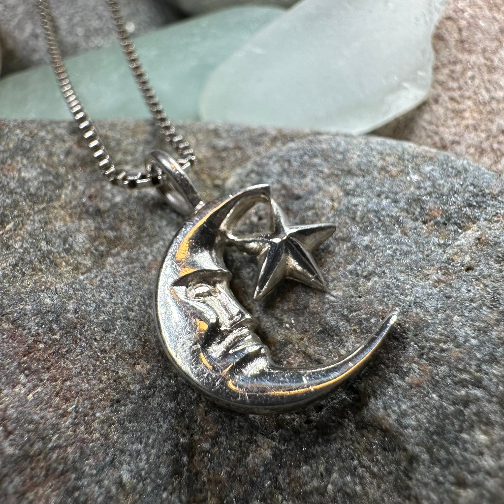 Petite Moon and Star Necklace | Pendant | Wiccan Center