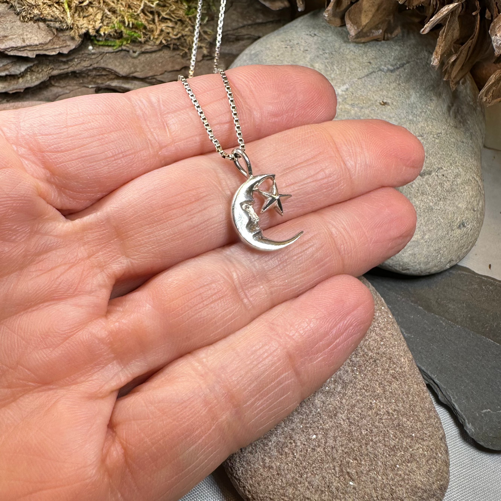 Petite Moon and Star Necklace | Pendant | Wiccan Center