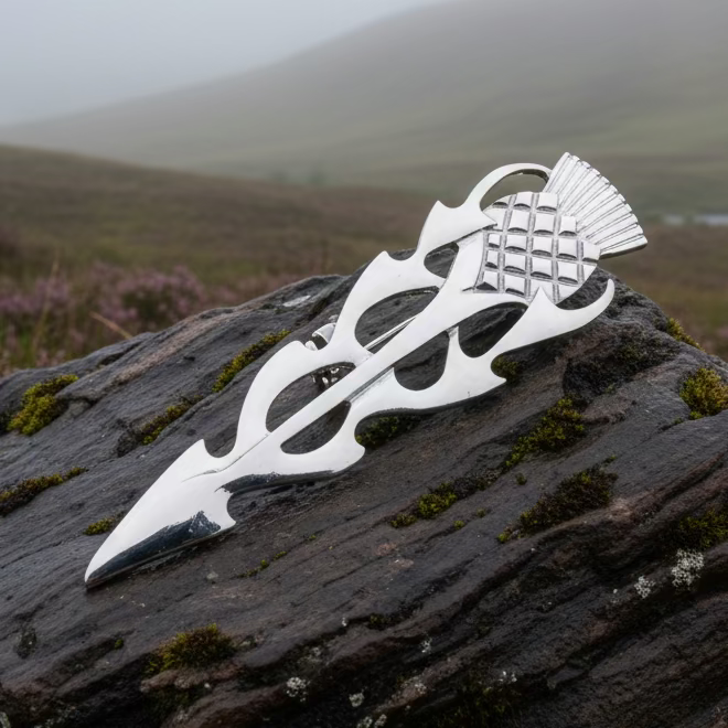 Classic Scottish Thistle Kilt Pin - Handmade in Scotland | Kilt Pin | Wiccan Center