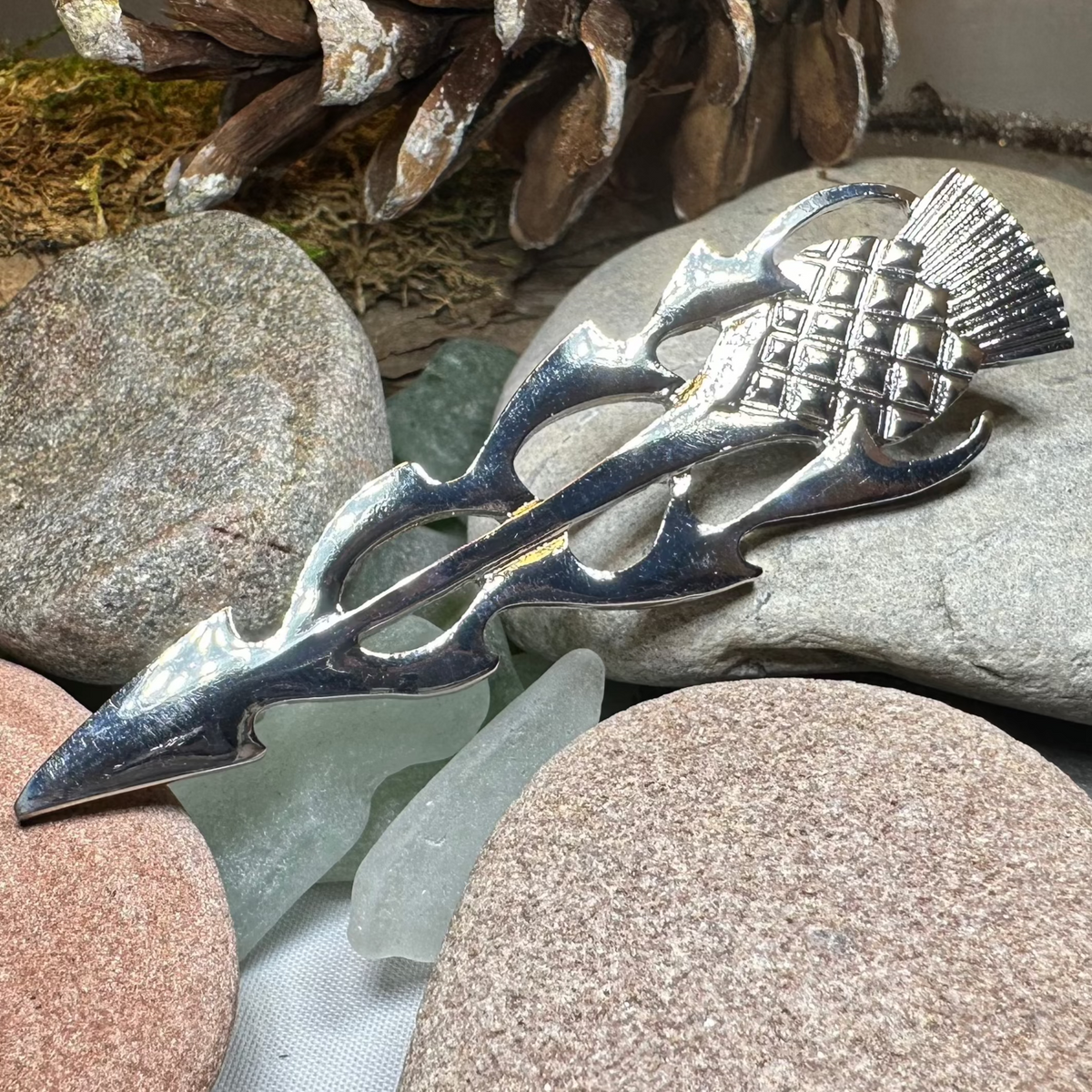 Classic Scottish Thistle Kilt Pin - Handmade in Scotland | Kilt Pin | Wiccan Center