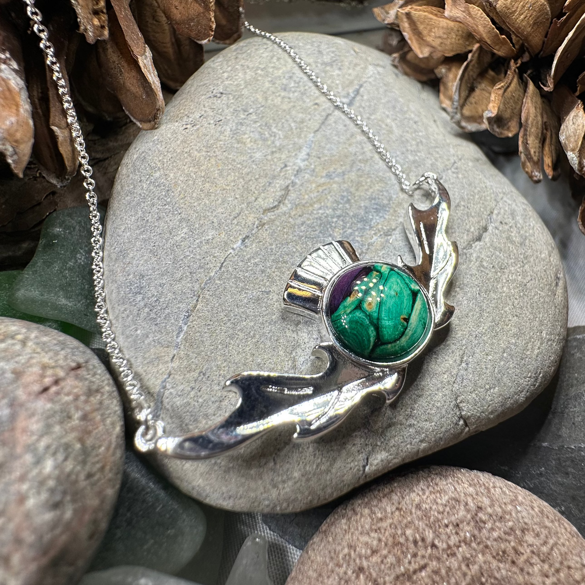 Scottish Heathergems Thistle Necklace - Handmade in Scotland | Necklet | Wiccan Center