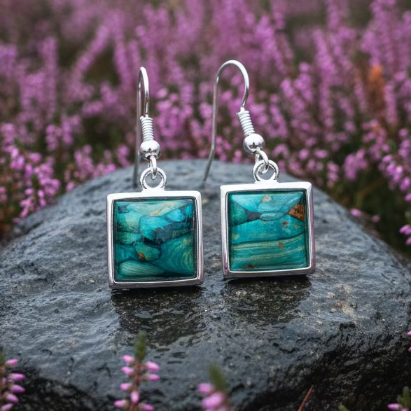 Heathergems Square Earrings - Handmade in Scotland | Dangle Earrings | Wiccan Center