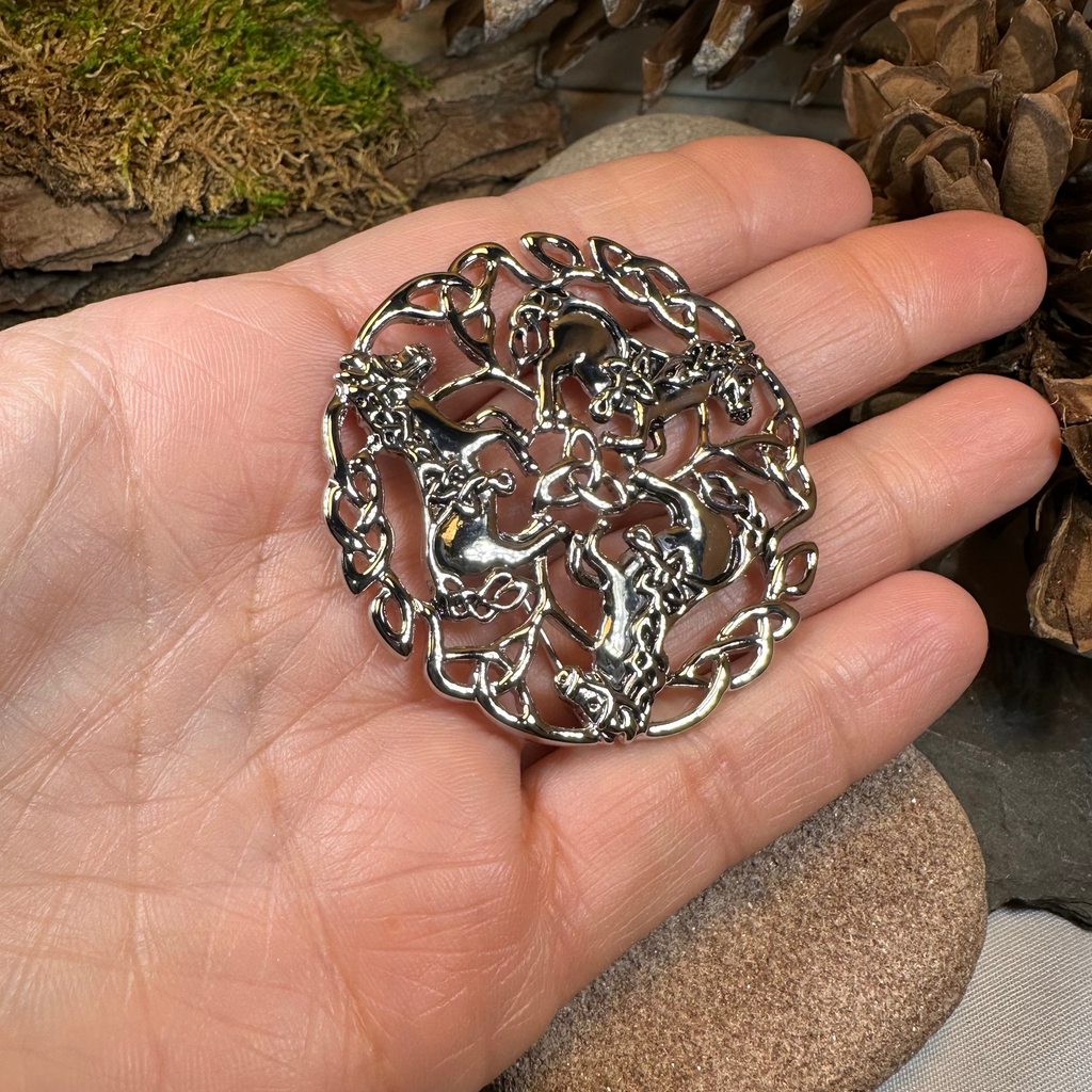 Bryce Celtic Epona Horse Brooch in Pewter | Brooch | Wiccan Center