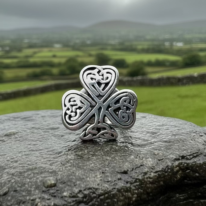 Celtic Irish Shamrock Lapel Pin in Pewter | Brooch | Wiccan Center