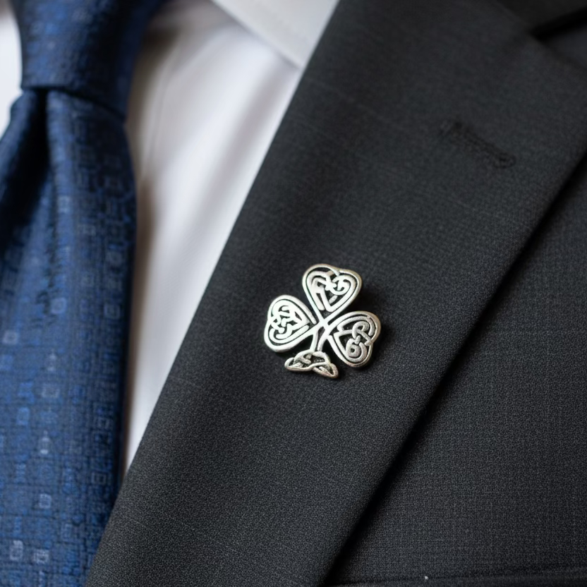 Celtic Irish Shamrock Lapel Pin in Pewter | Brooch | Wiccan Center