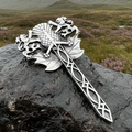 Rampant Lion Sword Kilt Pin in Pewter