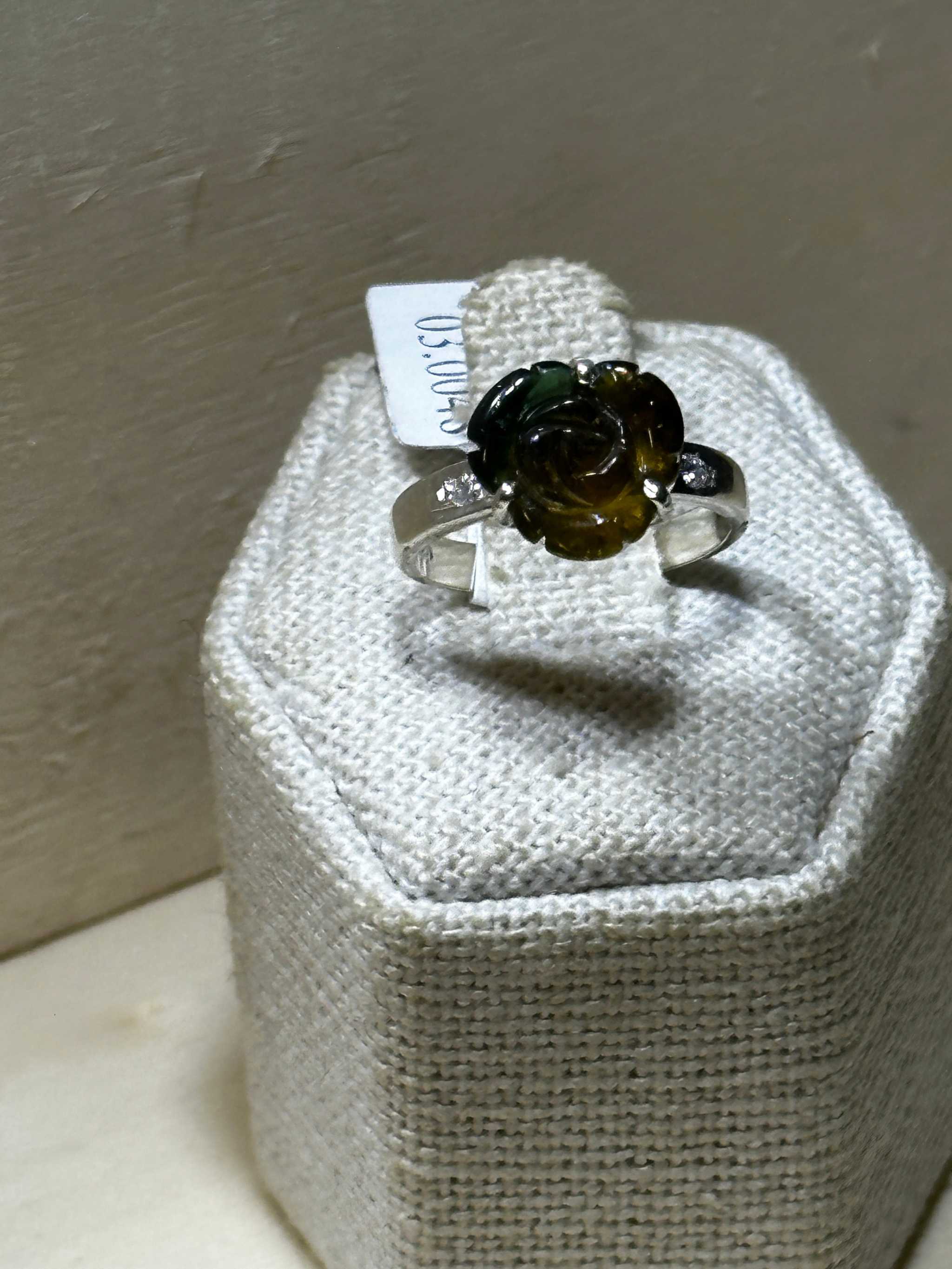 Yellow & Green Tourmaline Flower Ring (03.0048) | Rings | Wiccan Center