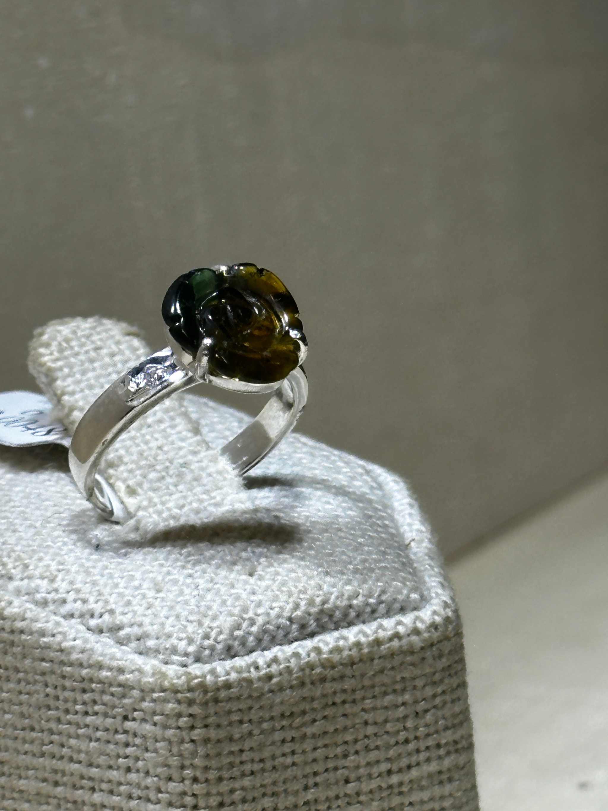 Yellow & Green Tourmaline Flower Ring (03.0048) | Rings | Wiccan Center