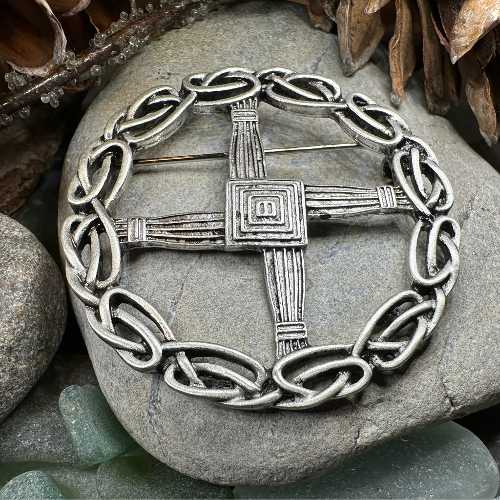 Pewter Irish Saint Brigid's Cross Brooch | Brooch | Wiccan Center