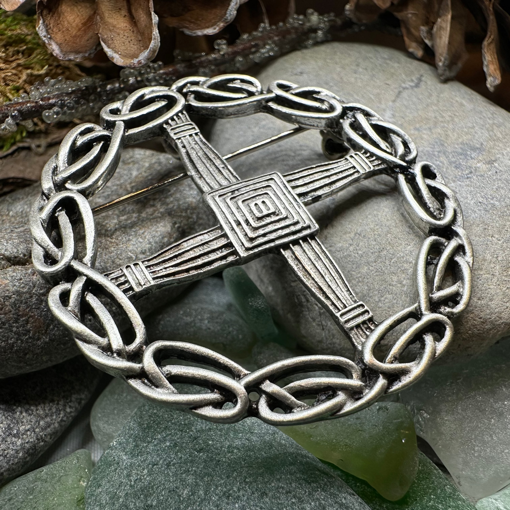 Pewter Irish Saint Brigid's Cross Brooch | Brooch | Wiccan Center