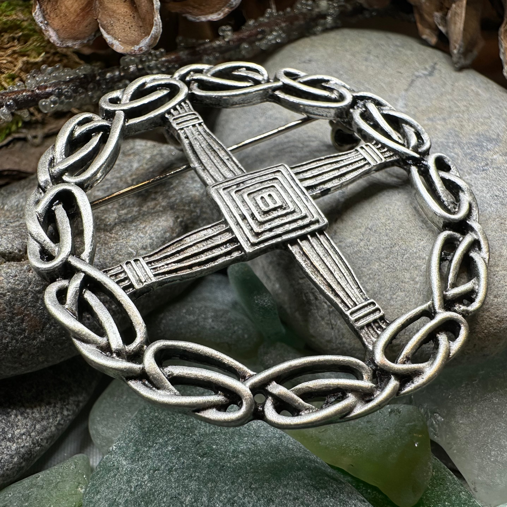 Pewter Irish Saint Brigid's Cross Brooch | Brooch | Wiccan Center