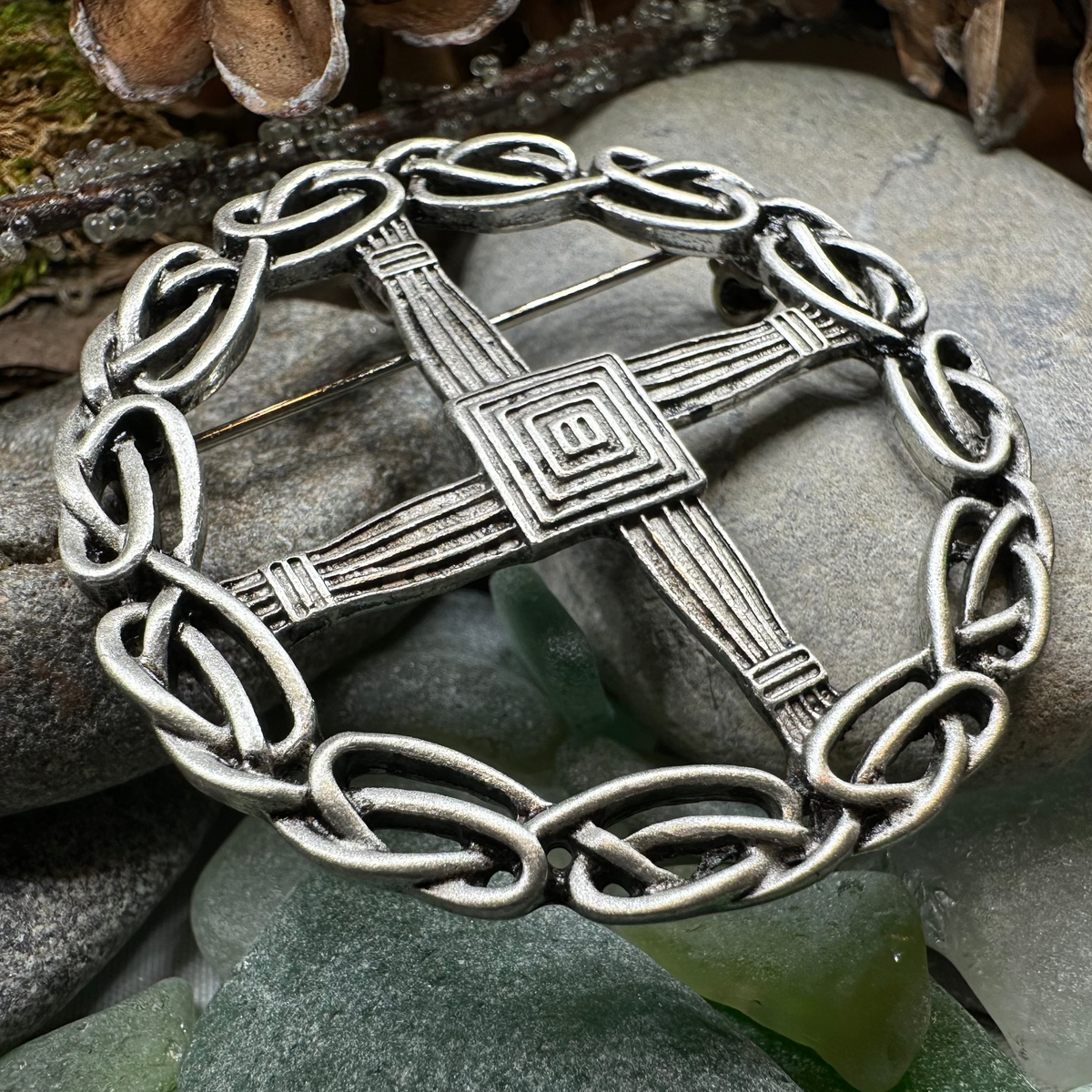 Pewter Irish Saint Brigid's Cross Brooch | Brooch | Wiccan Center