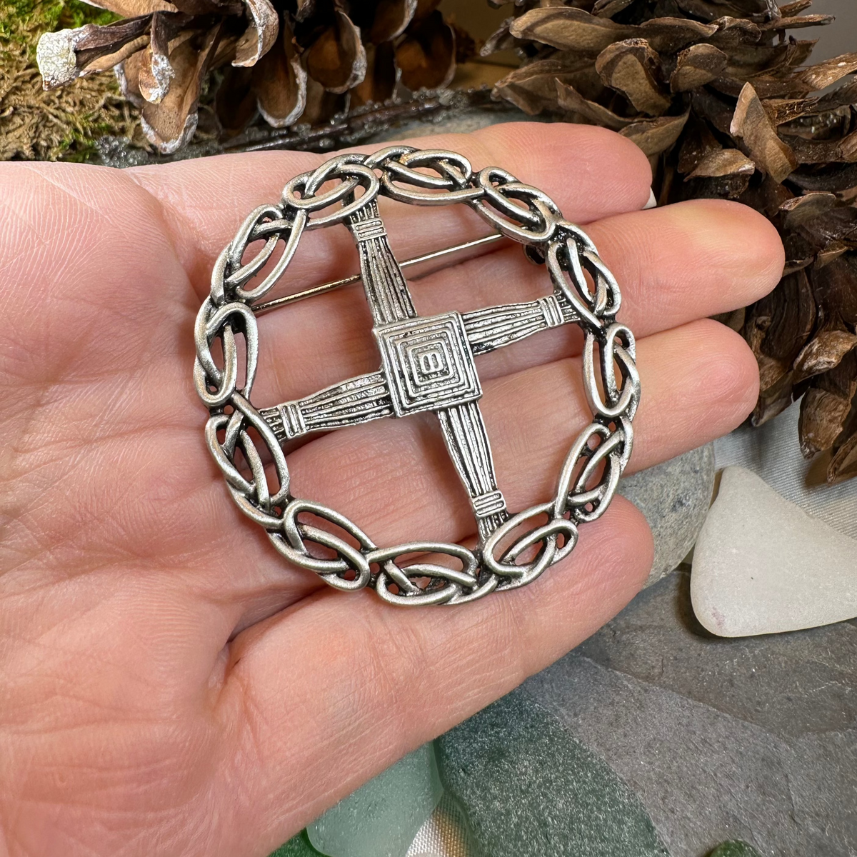 Pewter Irish Saint Brigid's Cross Brooch | Brooch | Wiccan Center
