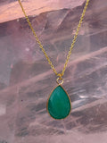 Faceted Tear Drop Gold Crystal Necklace | Necklace | Wiccan Center