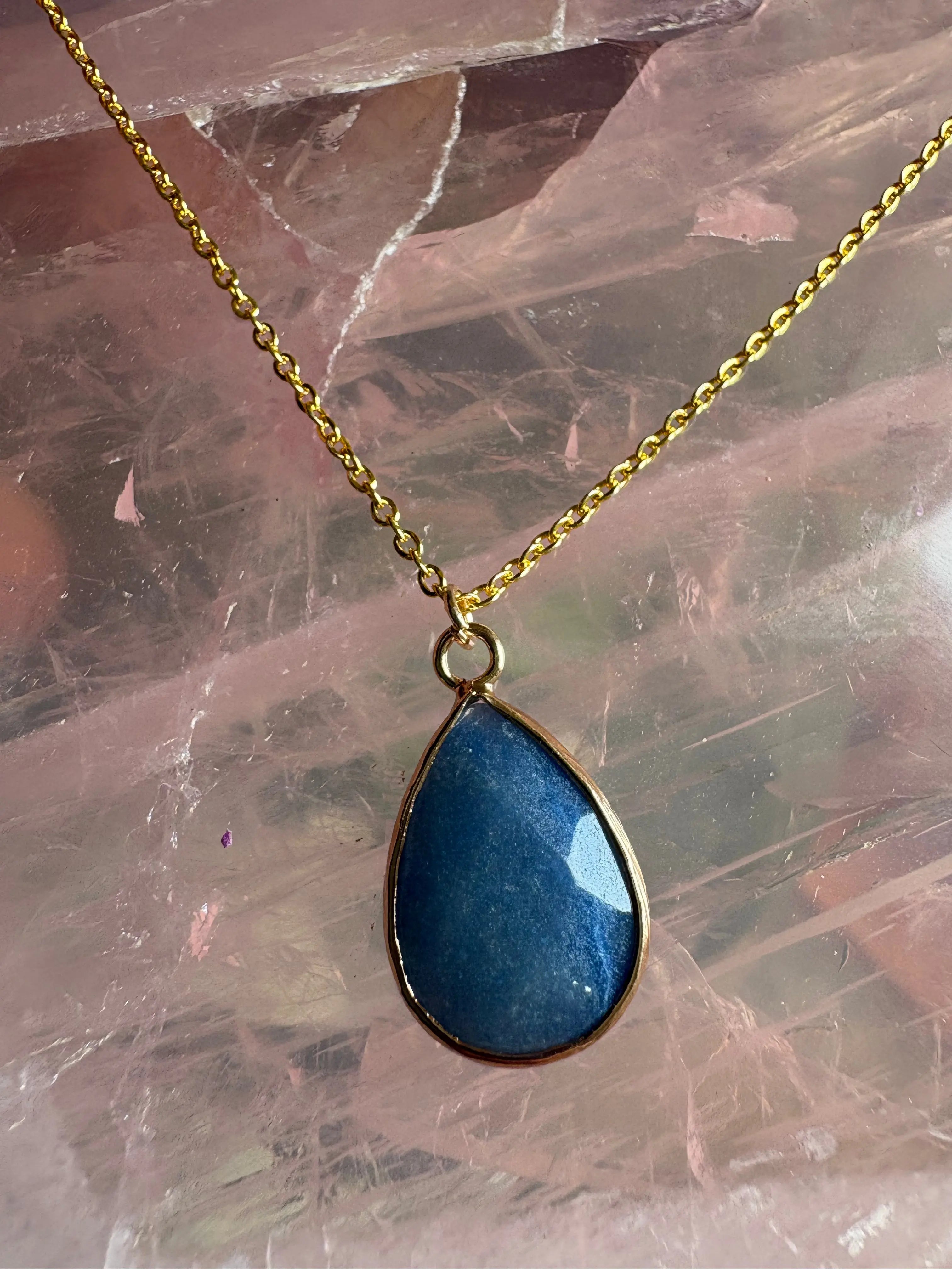 Faceted Tear Drop Gold Crystal Necklace | Necklace | Wiccan Center