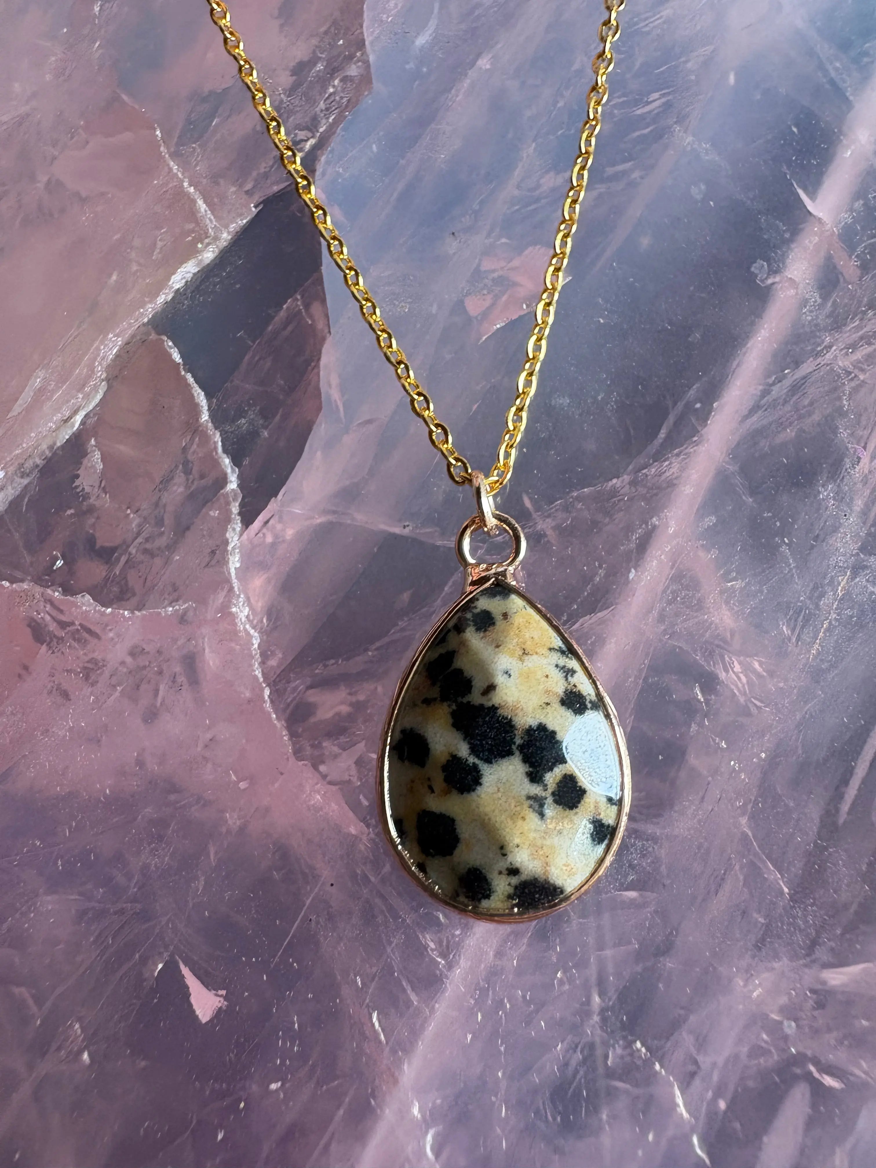 Faceted Tear Drop Gold Crystal Necklace | Necklace | Wiccan Center