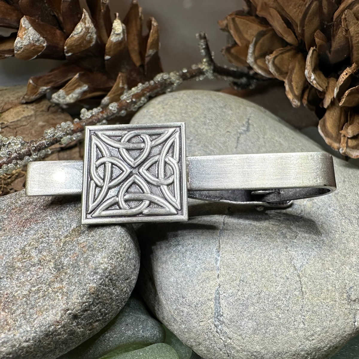 Square Celtic Trinity Knot Tie Bar for Men