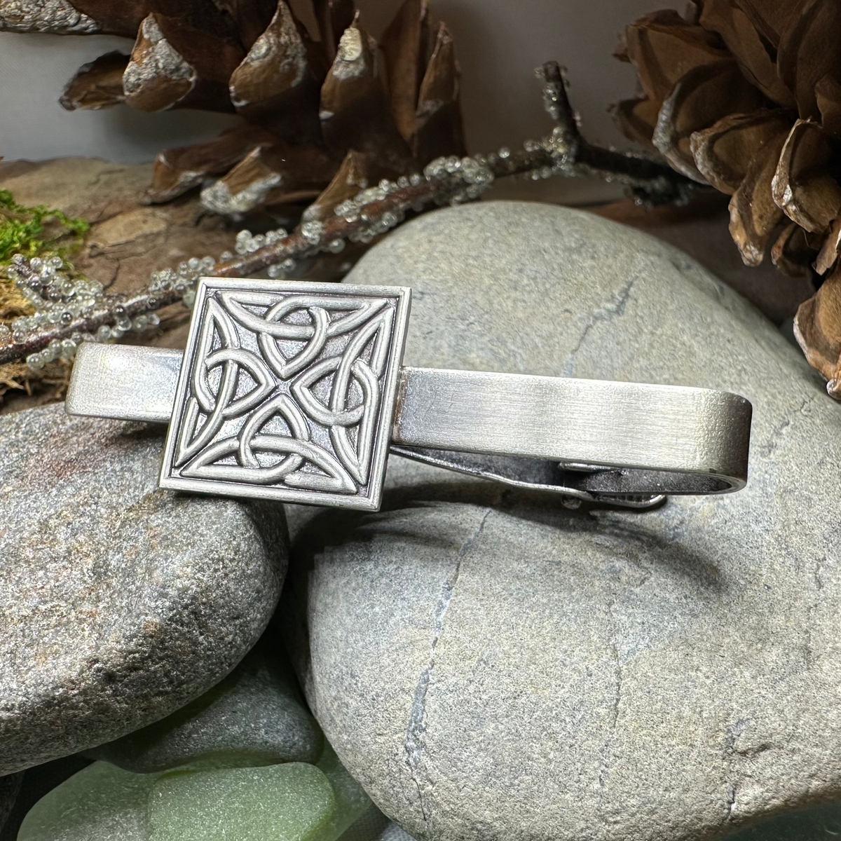 Square Celtic Trinity Knot Tie Bar for Men