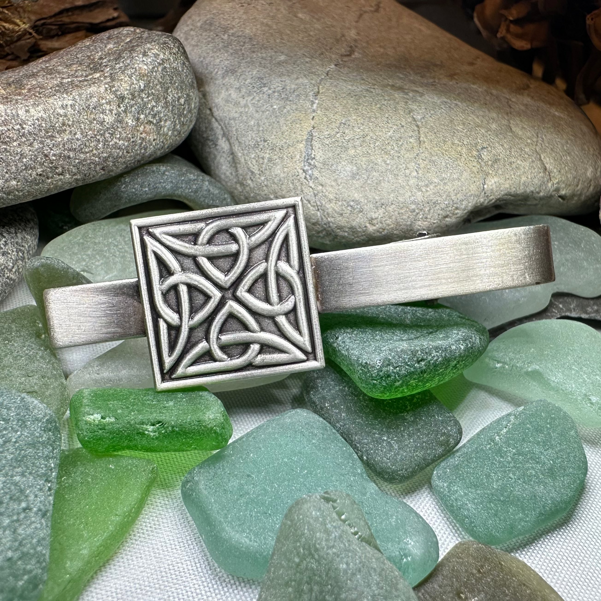 Square Celtic Trinity Knot Tie Bar for Men