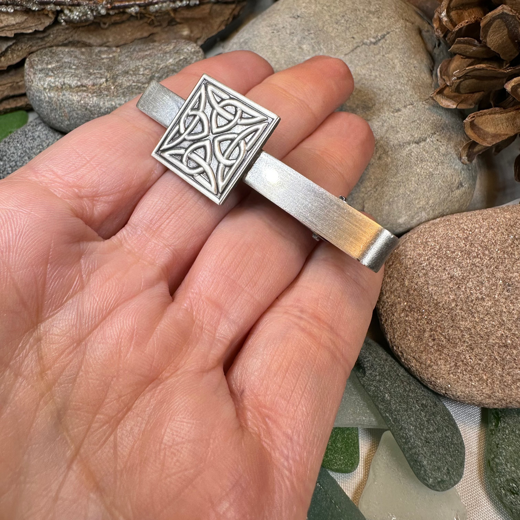 Square Celtic Trinity Knot Tie Bar for Men