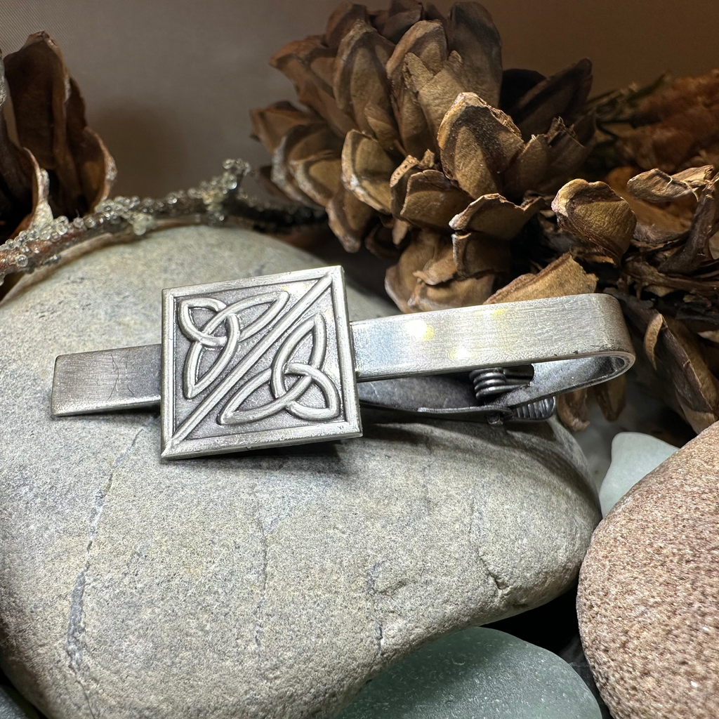 Square Celtic Trinity Knot Tie Bar for Men | Tie Bar | Wiccan Center