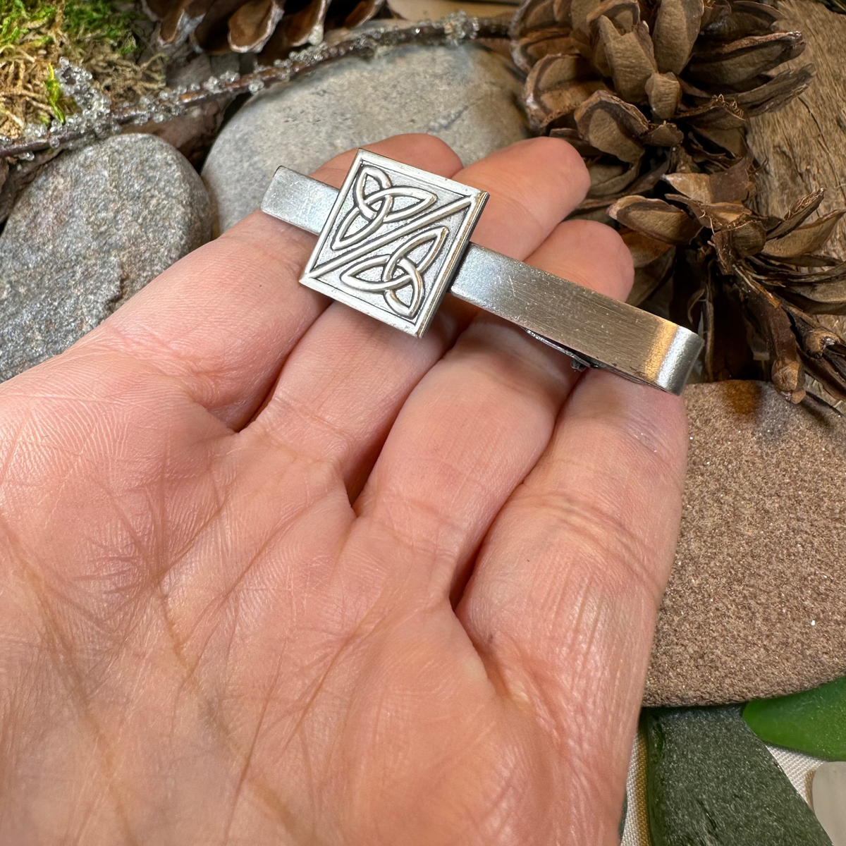 Square Celtic Trinity Knot Tie Bar for Men | Tie Bar | Wiccan Center