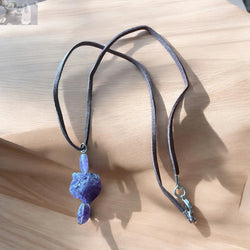 Amethyst Crystal Necklace with Leather Cord | Necklace | Wiccan Center