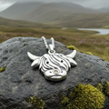 Kinross Scottish Highland Cow Necklace in Sterling Silver | Pendant | Wiccan Center