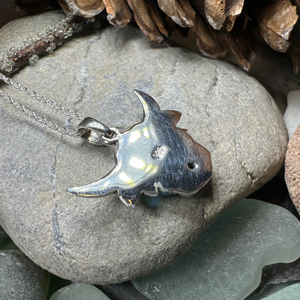 Kinross Scottish Highland Cow Necklace in Sterling Silver | Pendant | Wiccan Center