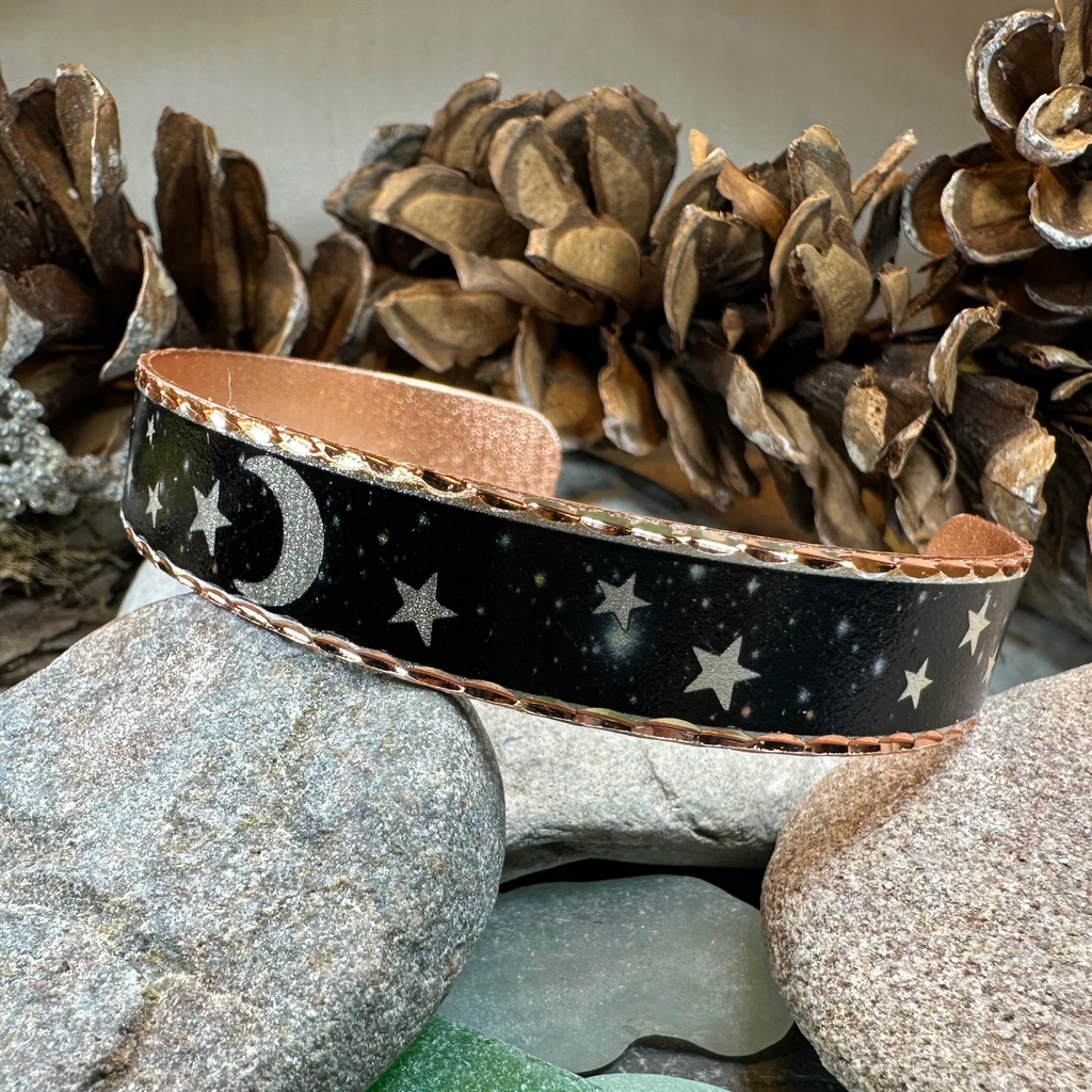 Midnight Moon & Stars Copper Cuff Bracelet | Bracelet | Wiccan Center