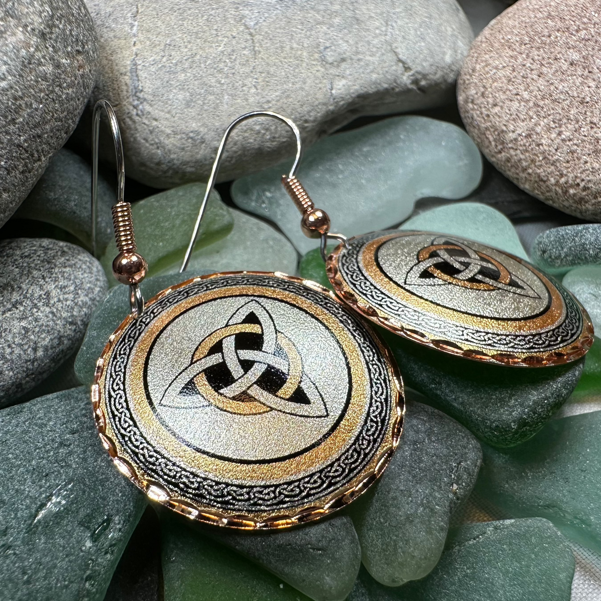 Fredegund Celtic Trinity Knot Copper Earrings | Dangle Earrings | Wiccan Center