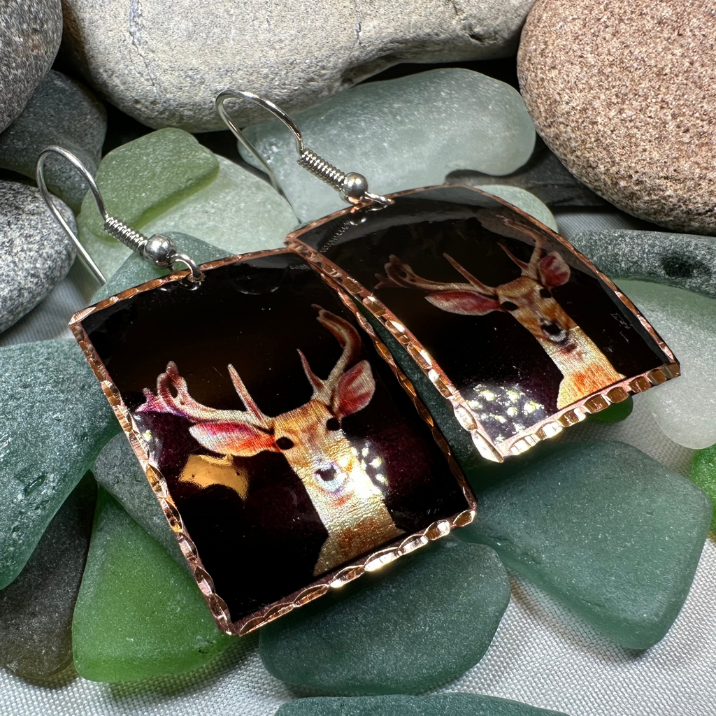 Highland Stag Copper Earrings | Dangle Earrings | Wiccan Center