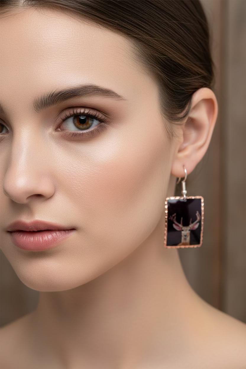 Highland Stag Copper Earrings | Dangle Earrings | Wiccan Center