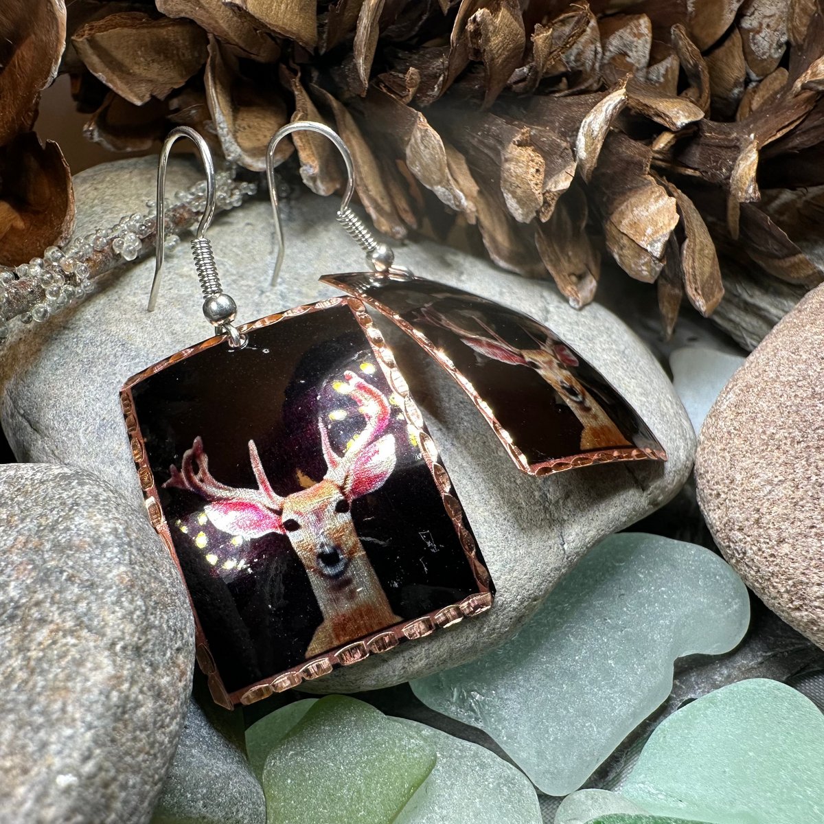 Highland Stag Copper Earrings | Dangle Earrings | Wiccan Center