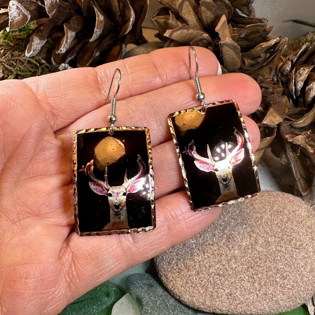 Highland Stag Copper Earrings | Dangle Earrings | Wiccan Center