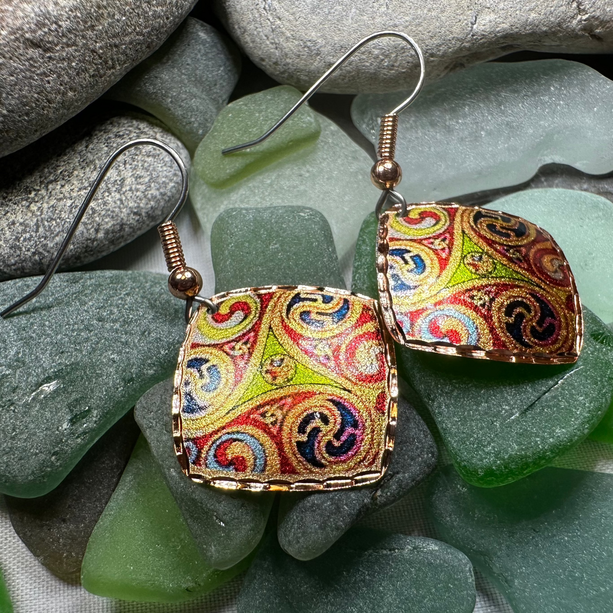 Windrider Celtic Spiral Copper Earrings | Dangle Earrings | Wiccan Center