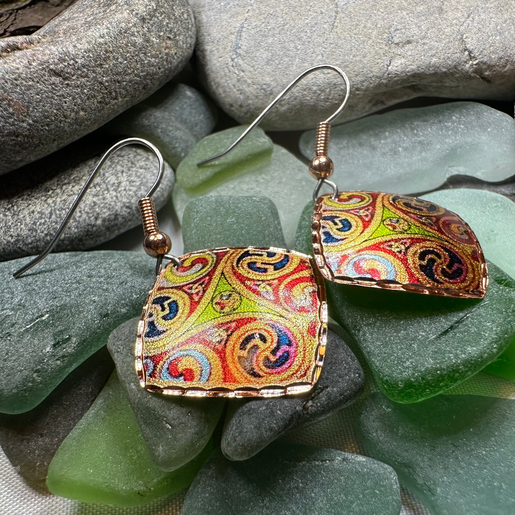 Windrider Celtic Spiral Copper Earrings | Dangle Earrings | Wiccan Center