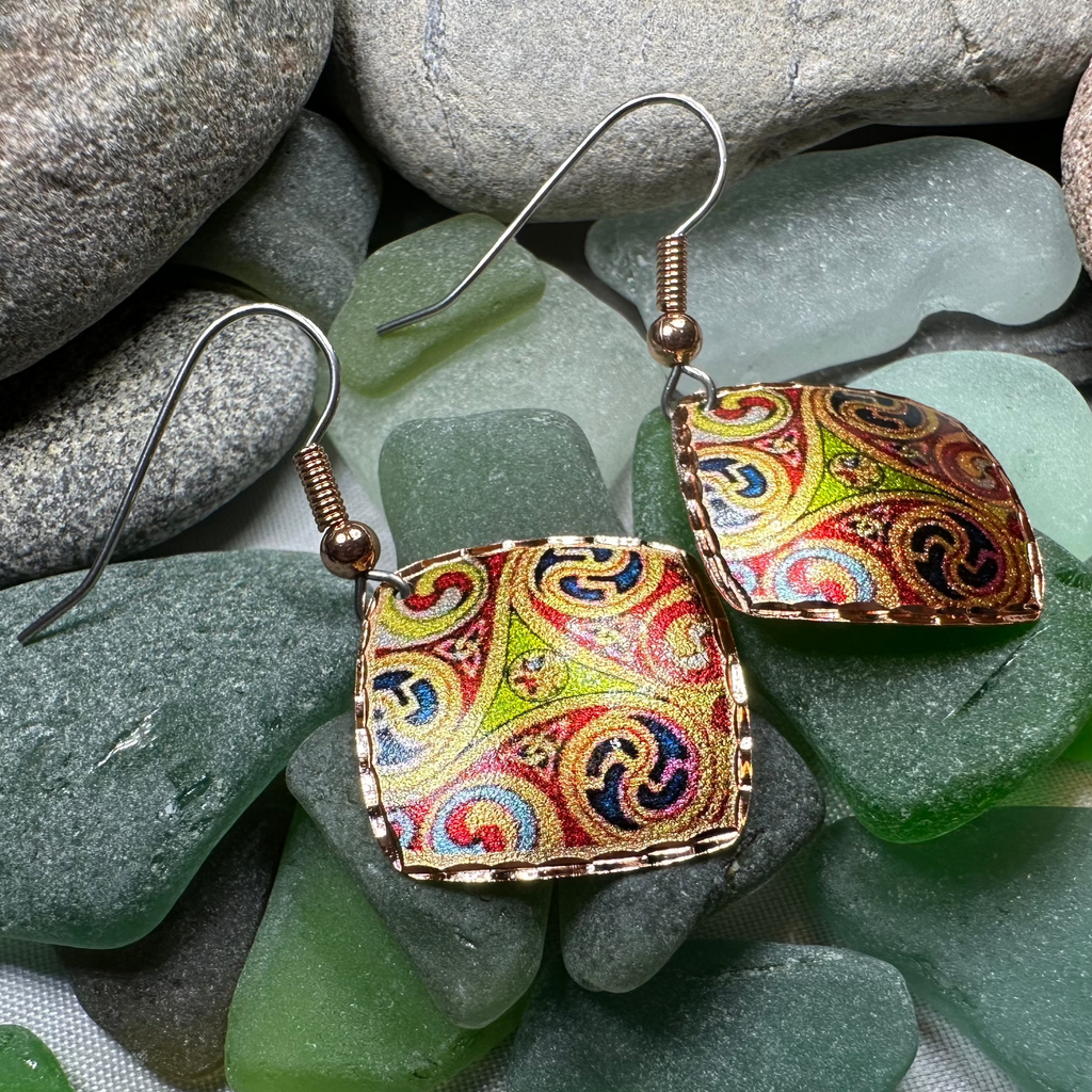 Windrider Celtic Spiral Copper Earrings | Dangle Earrings | Wiccan Center
