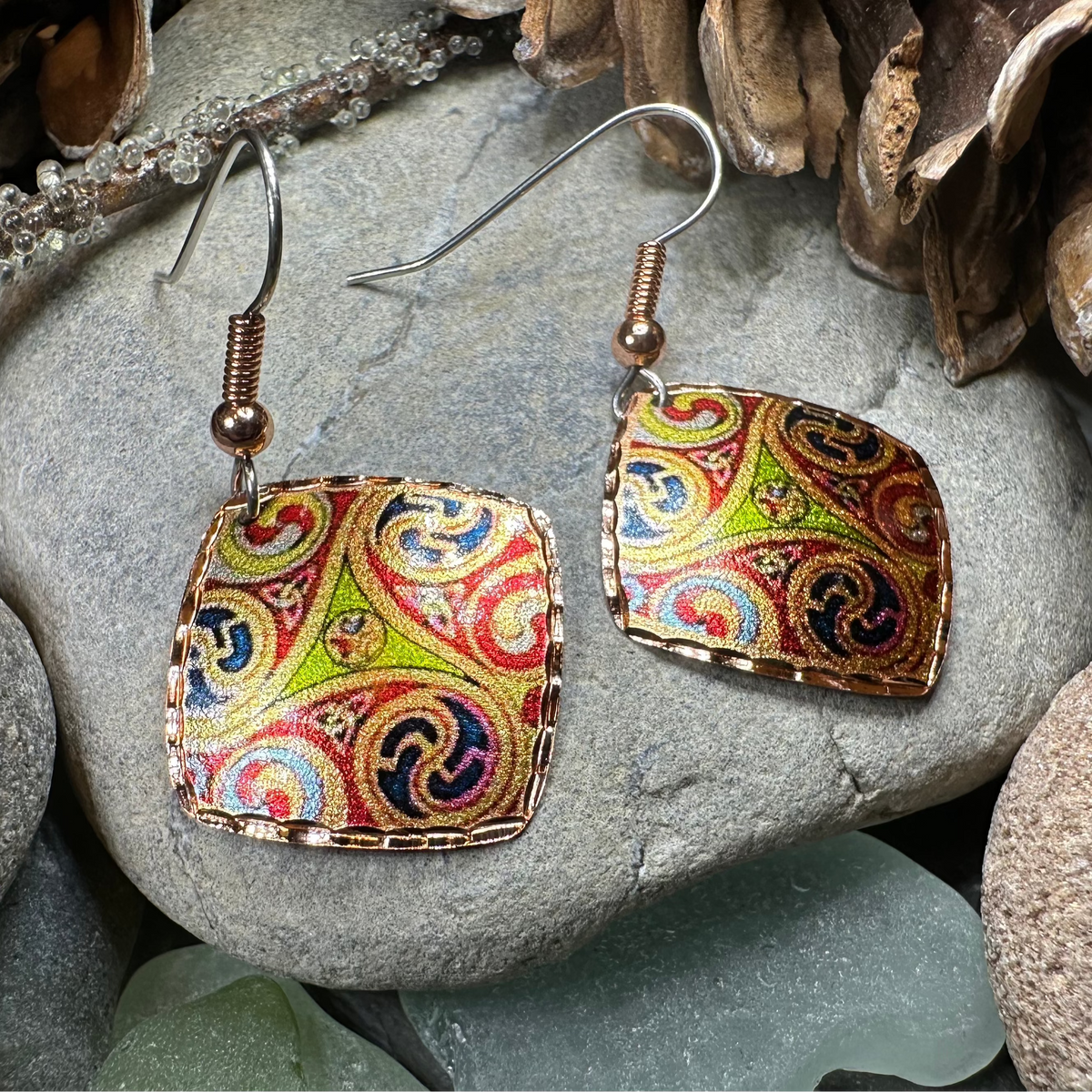 Windrider Celtic Spiral Copper Earrings | Dangle Earrings | Wiccan Center