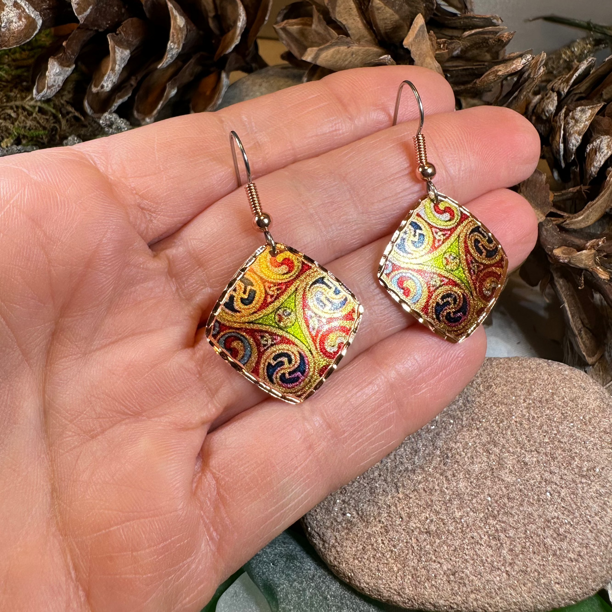 Windrider Celtic Spiral Copper Earrings | Dangle Earrings | Wiccan Center