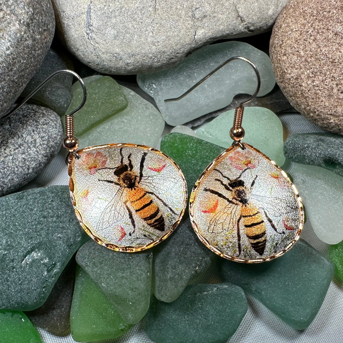 Springtime Bee Copper Earrings | Dangle Earrings | Wiccan Center