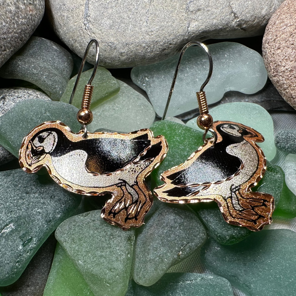 Puffin Copper Earrings | Dangle Earrings | Wiccan Center