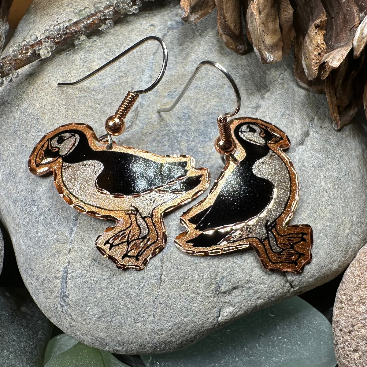 Puffin Copper Earrings | Dangle Earrings | Wiccan Center