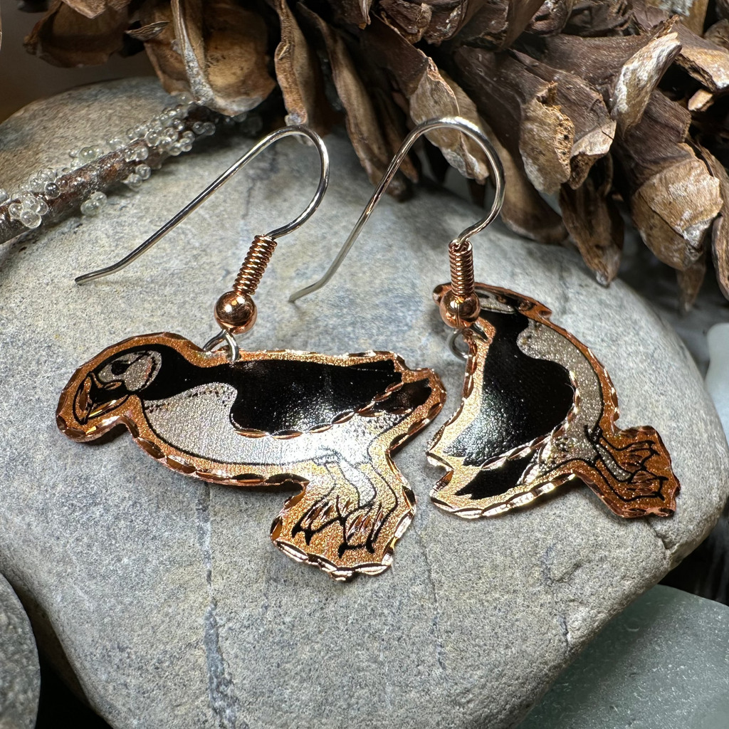 Puffin Copper Earrings | Dangle Earrings | Wiccan Center